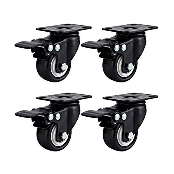 new PU Rubber Base Quite Mute No Noise 360 Degree Rotatable with Top Plate and Brake Bearing Heavy Duty 600 lbs Set of 4 Black 2 Swivel Caster Wheels new PU Rubber Base Quite Mute No Noise 360 Degree Rotatable with Top Plate and Brake Bearing Heavy Duty 600 lbs Set of 4 Black 2 Swivel Caster Wheels